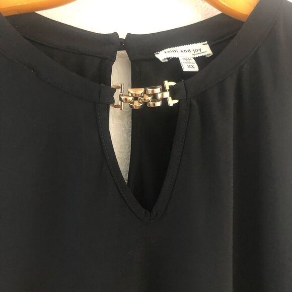 Faith and Joy Sleeveless Black blouse chain detail size 3X - Picture 2 of 5
